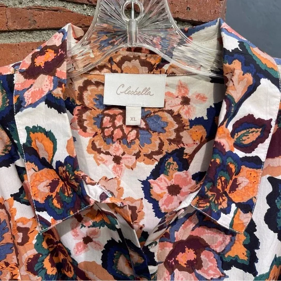 Cleobella floral block print cotton poplin shirt dress 14 - Picture 3 of 16